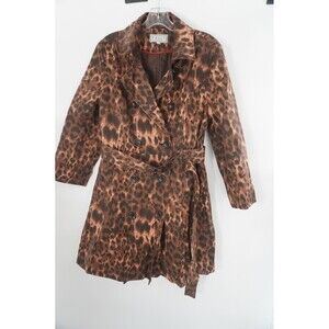 Pelle Studio Leopard Print Belted Women's Trench Coat Double Breasted Sz L
